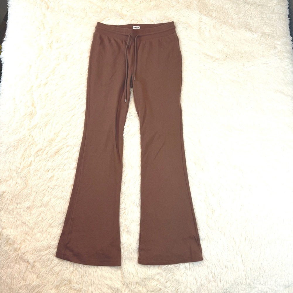 Sunday Best Aritzia Waffle Knit Flare Pants Women S Brown Thermal Lounge